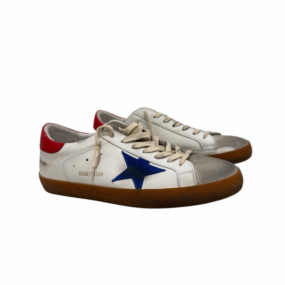 Golden Goose Men’s Super Star White Leather Ice Blue Red NWT